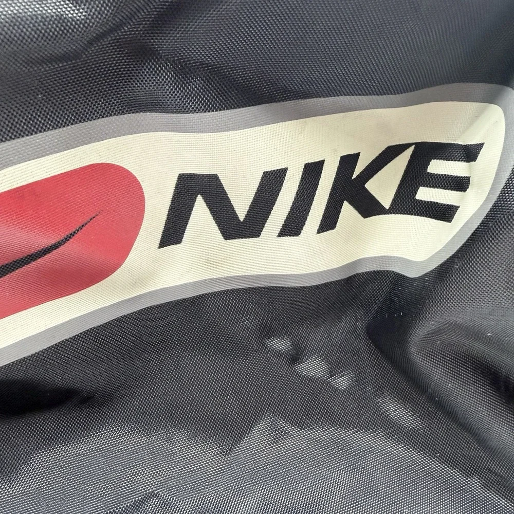 Rare Vintage 90s NIKE Duffle Bag Red Black Spellout Swoosh Retro Gym Travel